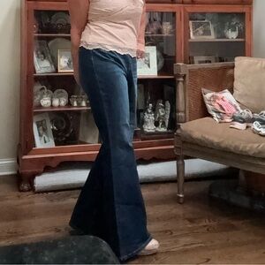 NWT Tinseltown High Rise Blue Flare Wide Leg Denim Jeans size 15/32